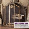 Fire Guard Distressed Antique Finish Brass Fire Guard Fireplace Screen, Foldable Open Fire Spark Flame Barrier Free Standing, 70cm - 90cm Height Optional (Size : 70cm(27 9/16")) (90cm(35 7/16") view 2