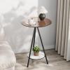 2-Tier End Table, Side Table with Tempered Glass Top, Round Side Table with Metal Legs, Small Accent Table Snack Table for Living Room, Bedroom, Small Space, Easy Assembly ( Color : Brown , Size : +Bl view 1