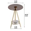 2-Tier End Table, Side Table with Tempered Glass Top, Round Side Table with Metal Legs, Small Accent Table Snack Table for Living Room, Bedroom, Small Space, Easy Assembly ( Color : Brown , Size : +Bl view 2