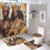 ZGDPBYF 3 Pieces Bath Mats Set for Bathroom, Black Couple African American Men Bathroom Rug Set of 3, Sunflower Bouquet Black Couple Washable Cover Floor Rug Decorations for Kitchen Bathroom Bedroom view 2