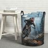 Round Laundry Basket Dirty Clothes Hamper with Handles Mountain Bike Tournament Laundry Hamper for Bathroom Waterproof Circular Hamper Lightweight Round Storage Basket for Blanket Organizer Basket view 1