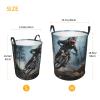 Round Laundry Basket Dirty Clothes Hamper with Handles Mountain Bike Tournament Laundry Hamper for Bathroom Waterproof Circular Hamper Lightweight Round Storage Basket for Blanket Organizer Basket view 3