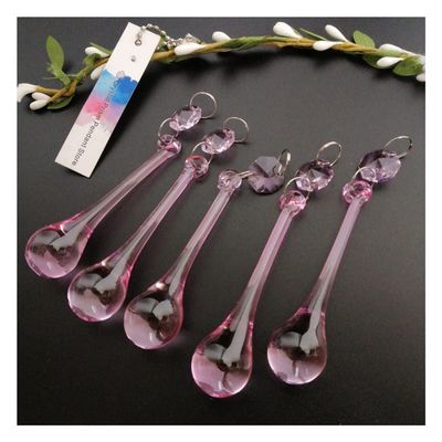 Artsim Chandelier Crystal Prisms Pendants 5pcs 105mm Pink Raindrop 80mm Crystal Pendant Prisms 1 Bead Garland Chandelier Chandelier Crystal Prisms Pendants