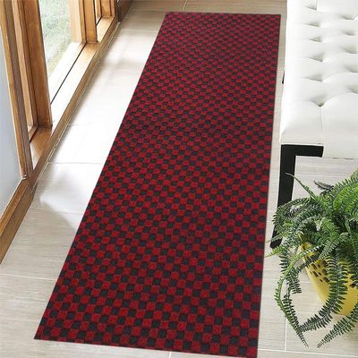 LITA 2'~82' Custom Sizes Runner Rug Mat Indoor Outdoor Utility Carpet,Area Rugs with Non Slip Rubber Backing for Hallway Kitchen Entryway Balcony Garage Stair Laundry, Checked Red, 2ft x 50ft