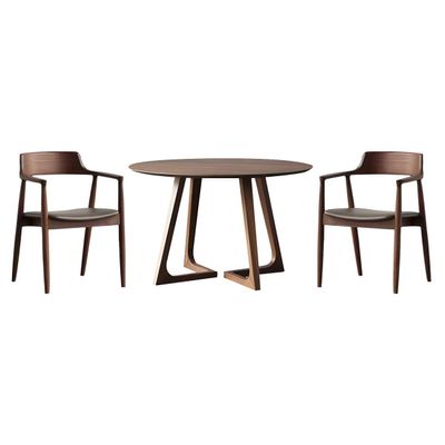 CraftThink Dining Table Set, Modern Solid Wood Double Pedestal Dining Table Upholstered Chairs for Living Dining Room Home, Nut-Brown Table & Chair(s),3 Pieces Set, Table: 27.5" L x 27.5" W x 29.5" H