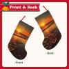 BTCOWZRV Christmas Stockings Orange Sunrise Beach Personalized Christmas Hanging Stockings 18 Inches Party Favors Stockings for Xmas Tree Holiday Fireplace Hanging Decoration view 2