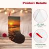 BTCOWZRV Christmas Stockings Orange Sunrise Beach Personalized Christmas Hanging Stockings 18 Inches Party Favors Stockings for Xmas Tree Holiday Fireplace Hanging Decoration view 4