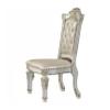 Benjara Jess 24 Inch Counter Chair Set of 2, Pearl Faux Leather, Button Tufted view 3