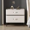 YUGXTH Small Night Stand, Nightstand with 2 Drawers, Bedside Table with Metal Legs, Bed End Table with Smooth Rails, End Side Table for Bedroom, Sturdy and Durable(White,55 * 40 * 50cm) view 1