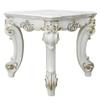 Benjara Jess 26" Side End Table- Traditional Scrolled Legs- Brushed Gold- White view 1