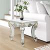 Benjara Jess 26" Side End Table- Traditional Scrolled Legs- Brushed Gold- White view 2