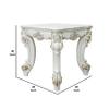 Benjara Jess 26" Side End Table- Traditional Scrolled Legs- Brushed Gold- White view 3