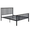 Benjara Nori Full Bed with Slatted Metal Frame- MDF Wood- Oak Brown and Black view 1