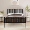 Benjara Nori Full Bed with Slatted Metal Frame- MDF Wood- Oak Brown and Black view 2