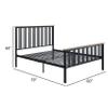 Benjara Nori Full Bed with Slatted Metal Frame- MDF Wood- Oak Brown and Black view 3