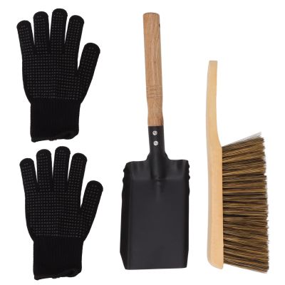 Coal Shovel and Hearth Brush Set, Metal Fireplace Ash Shovel and Brush Set, Coal Shovel and Hearth Brush Set, Hearth Tidy Set, Fireplace Shovel and Brush for Wood Stove Hearth Cleaning