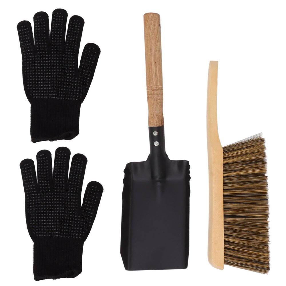 Coal Shovel and Hearth Brush Set, Metal Fireplace Ash Shovel and Brush Set, Coal Shovel and Hearth Brush Set, Hearth Tidy Set, Fireplace Shovel and Brush for Wood Stove Hearth Cleaning