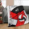Custom Blanket with Name Text,Personalized Volleyball Red Super Soft Fleece Blankets for Couch Sofa Bed 50X60inch view 2
