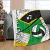 Custom Blanket with Name Text,Personalized Volleyball Green Yellow Super Soft Fleece Blankets for Couch Sofa Bed 50X60inch view 2