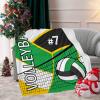Custom Blanket with Name Text,Personalized Volleyball Green Yellow Super Soft Fleece Blankets for Couch Sofa Bed 50X60inch view 3