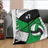 Custom Blanket with Name Text,Personalized Volleyball Green Super Soft Fleece Blankets for Couch Sofa Bed 50X60inch view 2