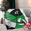 Custom Blanket with Name Text,Personalized Volleyball Green Super Soft Fleece Blankets for Couch Sofa Bed 50X60inch view 3