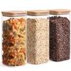 ComSaf 1.9 Qt Glass Storage Containers with Lids, Glass Jars with Lids, Clear Food Storage Jar, Square Canister Set of 3, Pantry Organizers and Storage for Flour Rice Pasta Tea Coffee Bean view 1