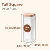 ComSaf 1.9 Qt Glass Storage Containers with Lids, Glass Jars with Lids, Clear Food Storage Jar, Square Canister Set of 3, Pantry Organizers and Storage for Flour Rice Pasta Tea Coffee Bean view 2