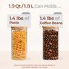 ComSaf 1.9 Qt Glass Storage Containers with Lids, Glass Jars with Lids, Clear Food Storage Jar, Square Canister Set of 3, Pantry Organizers and Storage for Flour Rice Pasta Tea Coffee Bean view 3