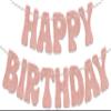 KEWUFD Pink Glitter Happy Birthday Banner, Funny Birthday Bunting Banner For Girls, Pink Birthday Decorations Sign For Women, Pink Birthday Party Decoration Supplies Rose Gold Glitter view 1