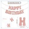 KEWUFD Pink Glitter Happy Birthday Banner, Funny Birthday Bunting Banner For Girls, Pink Birthday Decorations Sign For Women, Pink Birthday Party Decoration Supplies Rose Gold Glitter view 2