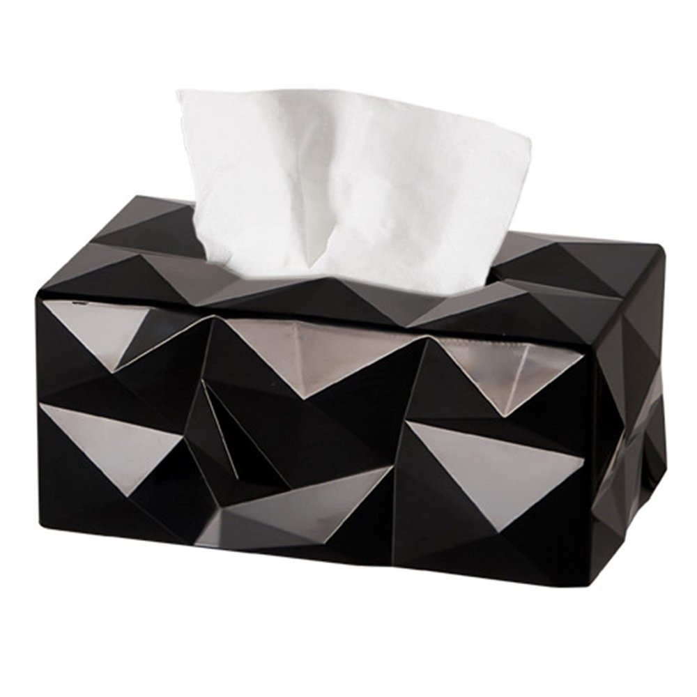 MSLULA Personalized Desktop Tissue Box Creative and Simple Paper Box Restaurant Office Tissue Box Tissue Box Remote Storage Box Suitable for Bathroom Dressing Table Living Room (Color : Black)