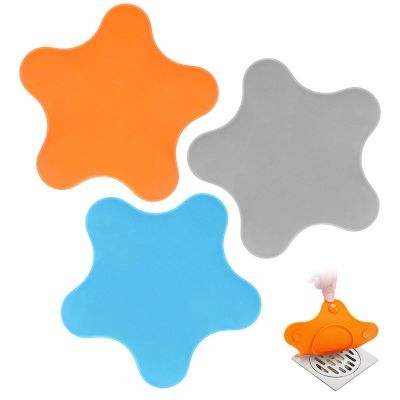 Kucucyle Silicone Drain Cover, Bath Drain Cover with 5 Strong Suction Cups, 6 inch Large Bath Stopper, Tub Stopper for Kitchen, Bathroom, 3 Pack (Blue+Orange+Grey)