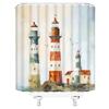 ZWSMZW Nautical Theme Shower Curtain Lighthouse Retro Coastal Beach Seagull Seaside Landscape Abstract Art Bathroom Decor Fabric Curtains with Hooks view 2