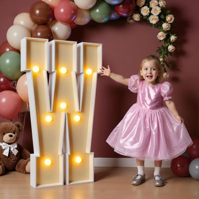 imprsv 3FT Block Marquee Letters Light Up Letters for Birthday Baby Shower Party Backdrop Decor, Large Light Up W for Wedding Decorations Engagement Party Decorations