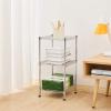 3 Tier Metal Heavy Duty Storage Rack Shelf,Adjustable Height Wire Shelving Unit,Bathroom Wire Shelving Tower Storage Rack,Adjustable Wire Shelf Display Rack,for Kitchen,Hallway, Office (Silver) view 2