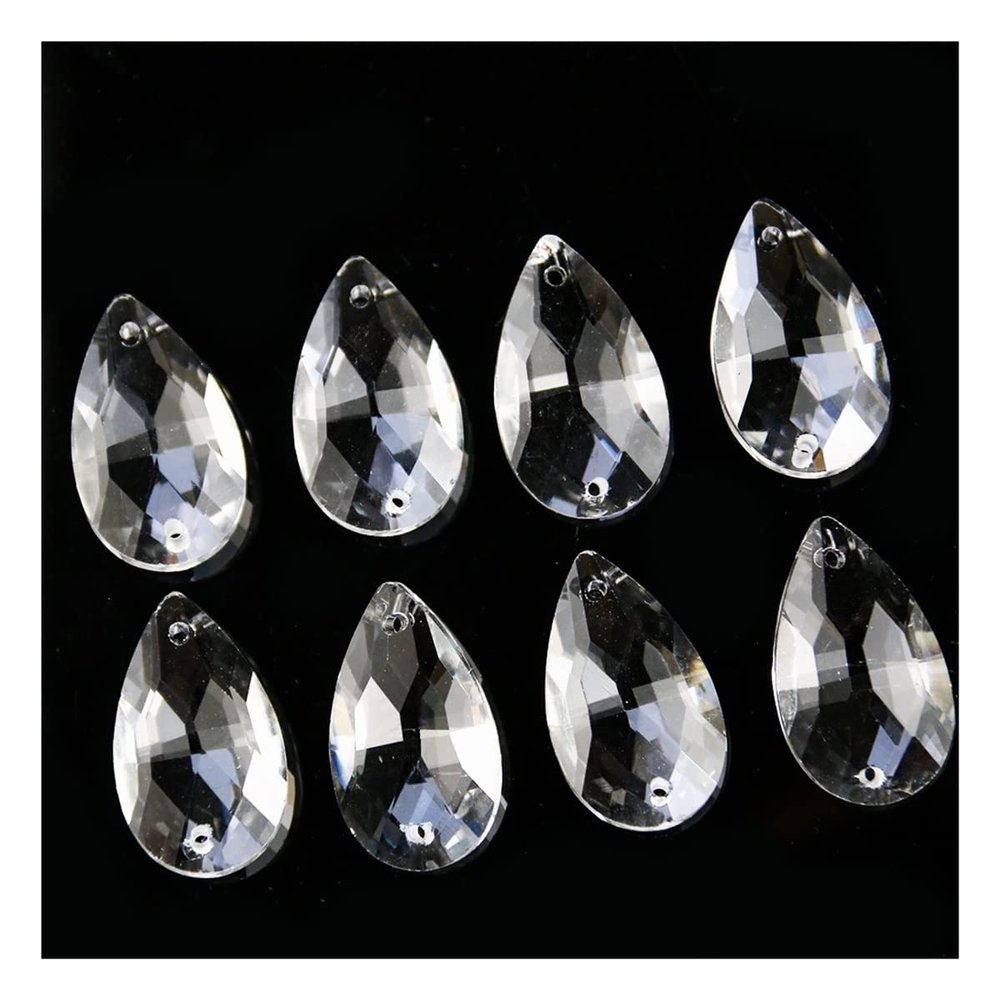 Chandelier Crystal Prisms Pendants 50PCS 30mm Crystal Prism Drop Chandelier Parts Hanging Pendant Beads Garland Home Decor 2 Holes Chandelier Crystal Prisms Pendants