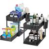Dxcaicc Under Sink Cabinet Organizer Shelf, 2 Tier Sliding Cabinet Basket Organizer Rack,Pull Out Storage Holder with Hooks, Multi-Purpose Under Sink Storage for Bathroom Kitchen view 1