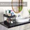 Dxcaicc Under Sink Cabinet Organizer Shelf, 2 Tier Sliding Cabinet Basket Organizer Rack,Pull Out Storage Holder with Hooks, Multi-Purpose Under Sink Storage for Bathroom Kitchen view 2