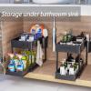 Dxcaicc Under Sink Cabinet Organizer Shelf, 2 Tier Sliding Cabinet Basket Organizer Rack,Pull Out Storage Holder with Hooks, Multi-Purpose Under Sink Storage for Bathroom Kitchen view 4
