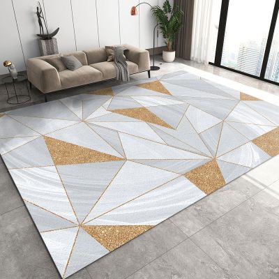 LOOHON Golden Gray Marble Texture Area Carpet, Retro Geometry Light Luxury Low-Pile Rugs, Indoor Carpet Lightweight Easy to Clean with Non-Slip for Tea Table Sofa Living Room Bedroom5 x 8ft, Style-7