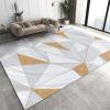 LOOHON Golden Gray Marble Texture Area Carpet, Retro Geometry Light Luxury Low-Pile Rugs, Indoor Carpet Lightweight Easy to Clean with Non-Slip for Tea Table Sofa Living Room Bedroom5 x 8ft, Style-7 view 1