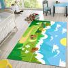 Cartoon Snow Mountain Grassland Area Carpet, Cute Hedgehog Pine Flowers Print Rugs, Children's Carpet Washable Durable Noise Reduction for Boy Girl Nursery Bedroom Decor5 x 6ft view 4