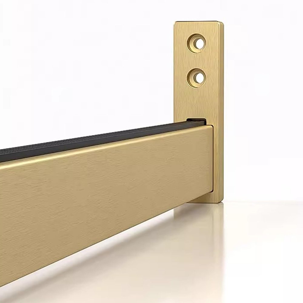 Closet Rod Aluminum Alloy Closet Organizer System Rod, Wall Mounted Silent Garment Hanging Bar, Heavy Duty Wardrobe Clothes Rack, 40 50 60 70 80cm Long ( Color : Gold , Size : 80cm(31 1/2") Length )