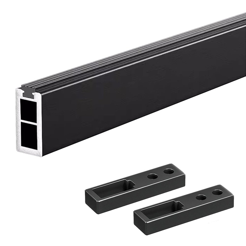 Closet Rod Aluminum Alloy Closet Organizer System Rod, Wall Mounted Silent Garment Hanging Bar, Heavy Duty Wardrobe Clothes Rack, 40 50 60 70 80cm Long ( Color : Black , Size : 130cm(51 1/8") Length )