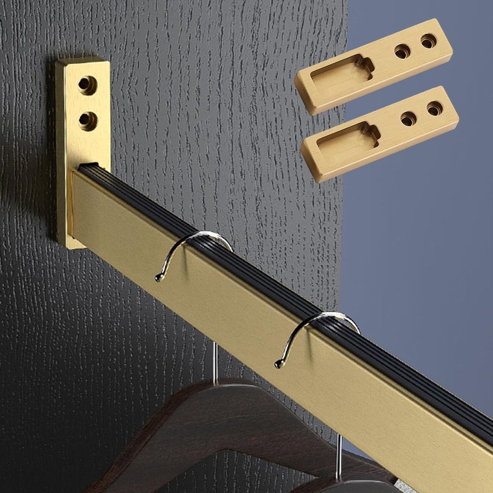 Closet Rod 3mm Extra Thick Clothes Bar, 90 100 110 120 130 140 150cm Square Closet Rack, Removable Clothing Storage Hanger, Wardrobes Pole with Brackets ( Color : Gold , Size : 40cm(15 3/4") Length )
