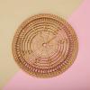 Rushbom Boho Wall Basket Decor Set: Round Rattan Wall Decor, Flat Woven Hanging Basket, Perfect for Living Room, Bedroom, Patio & More view 3