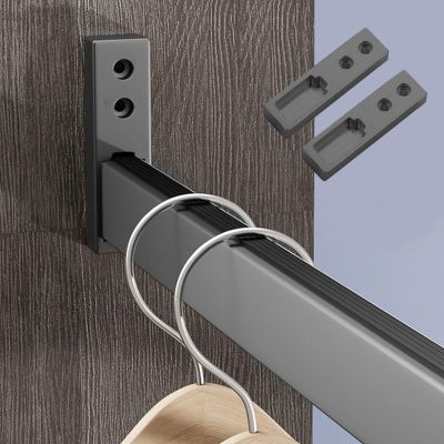 Closet Rod 3mm Extra Thick Clothes Bar, 90 100 110 120 130 140 150cm Square Closet Rack, Removable Clothing Storage Hanger, Wardrobes Pole with Brackets ( Color : Dark Gray , Size : 80cm(31 1/2") Leng