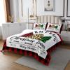 Christmas Tree Bedspread King Size,Black Red Plaid Bedding Set,Cartoon Grid Leopard Print Xmas Tree Comforter Set for Kids Girls Boys Woman Room Decor,Retro Winter Quilt Set,2 Pillowcases view 2