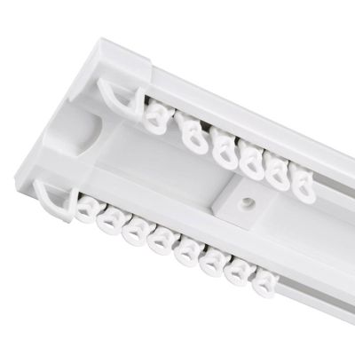 LTSRLL Curtain Track Set White PVC Track Up to 500cm Curtain Rail with Mute Rollers, Sliding Drop Ceiling Track Set for Curtains, Living Room, Room Divider(Size:400cm/13ft(100cm*4))